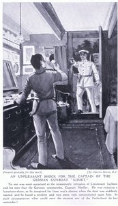 1914年10月、ドイツの砲艦コメットの船長に不快な衝撃を与えた 作： Charles Edward Dixon
